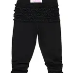 RuffleButts Baby Ruched Bow Leggings | Black