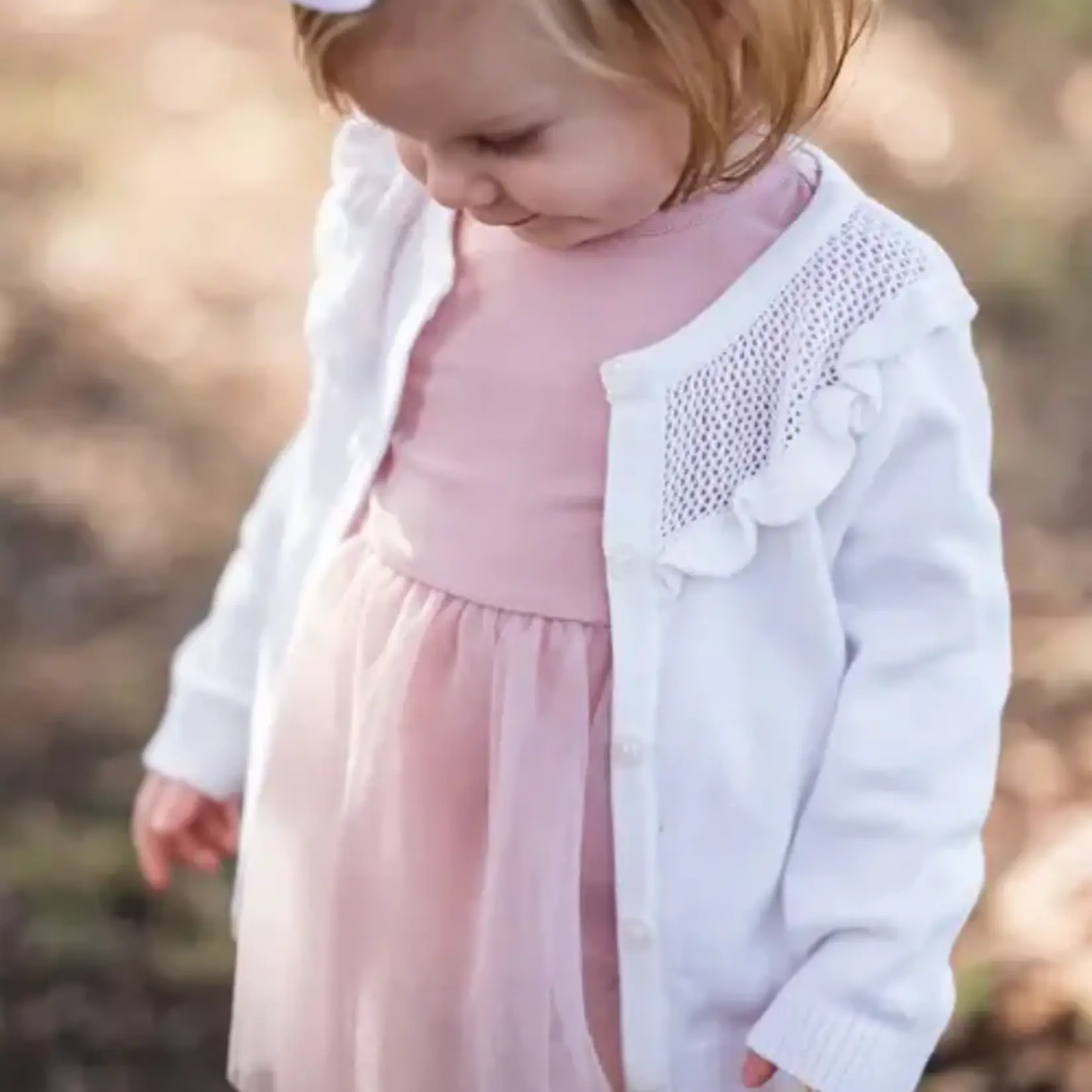 RuffleButts Baby Sweater Cardigan | Off-White