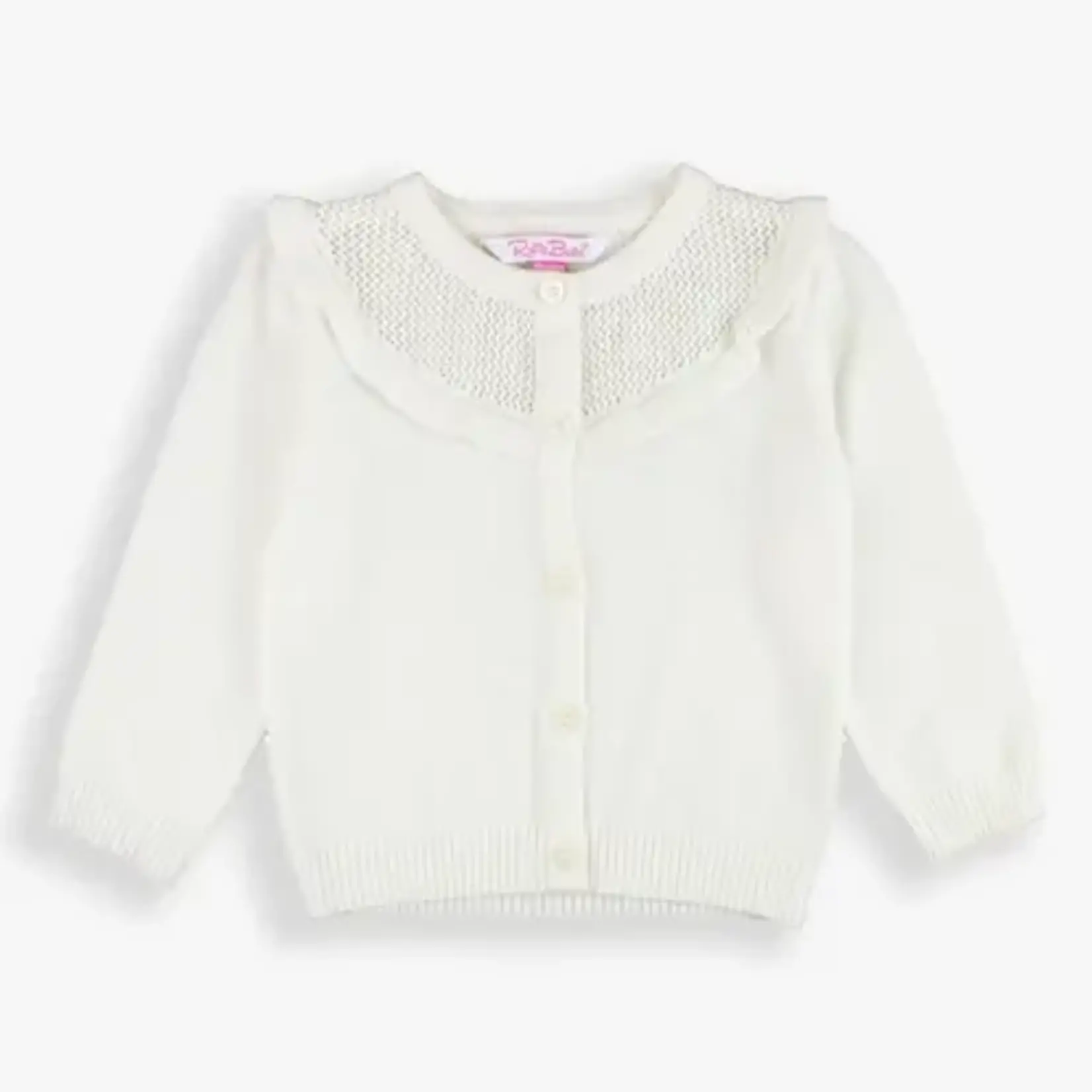 RuffleButts Baby Sweater Cardigan | Off-White