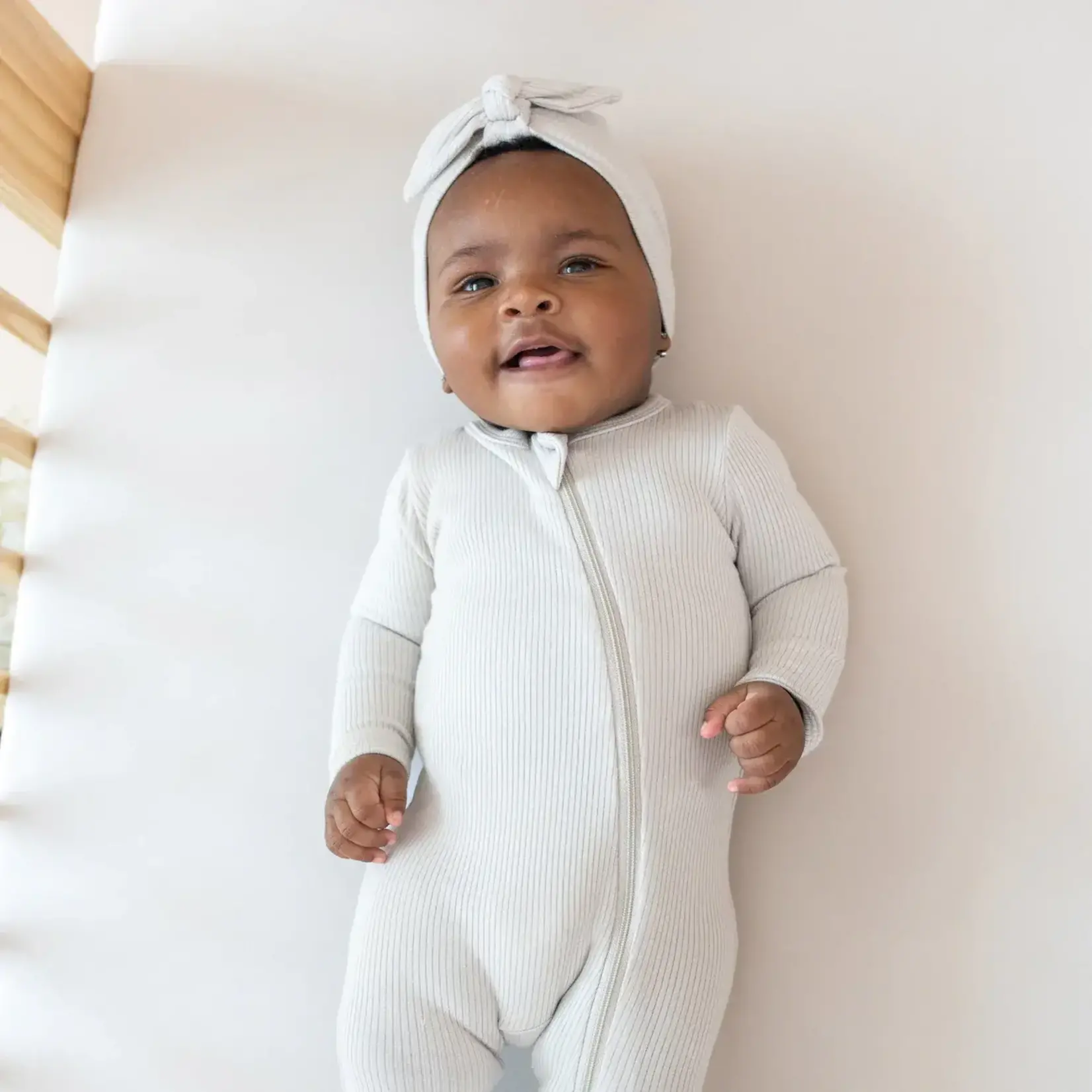 Kyte Baby Zippered Footie in Oat Ribbed