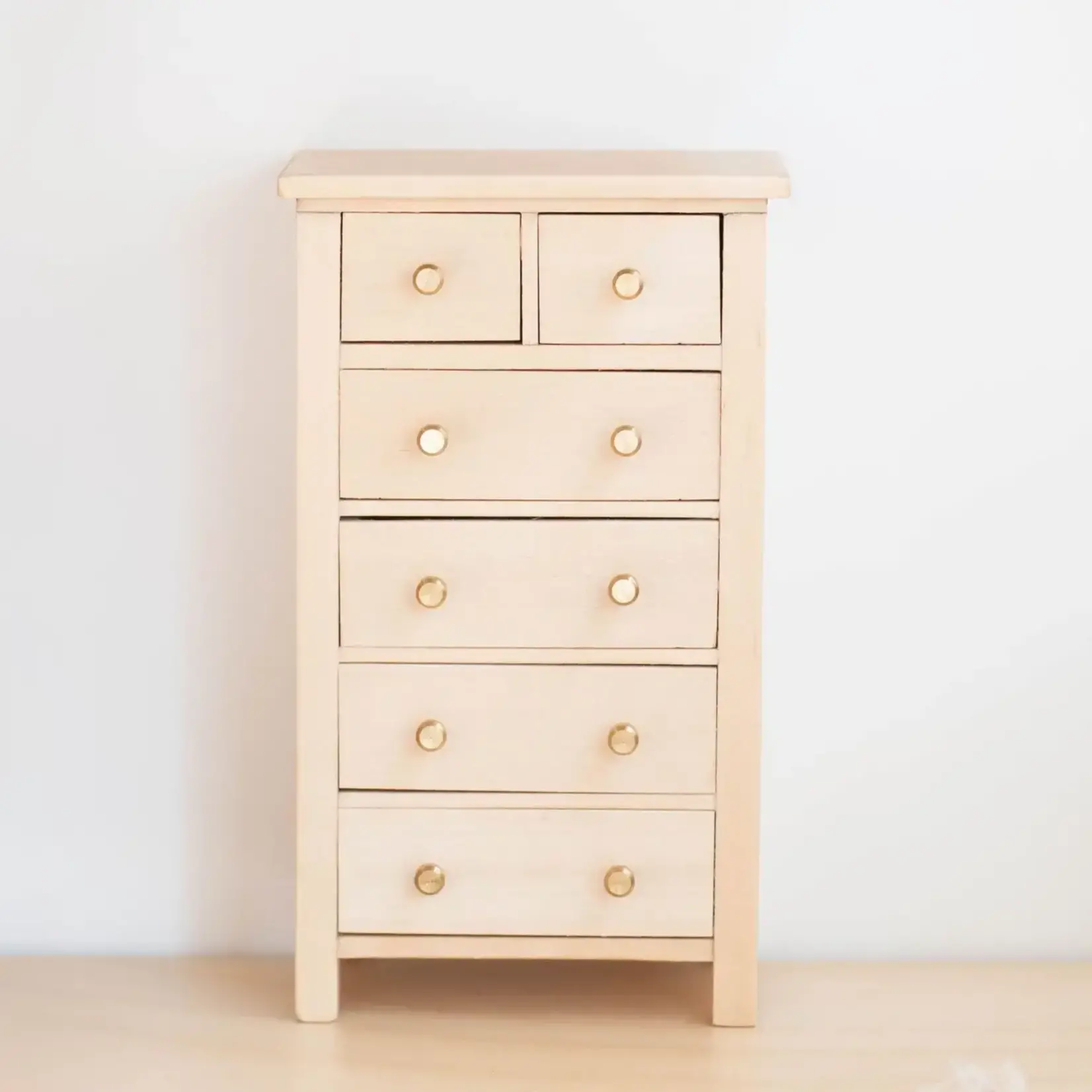 Macy Mae Dollhouse Designs Dollhouse Tall Dresser | Gold Knobs