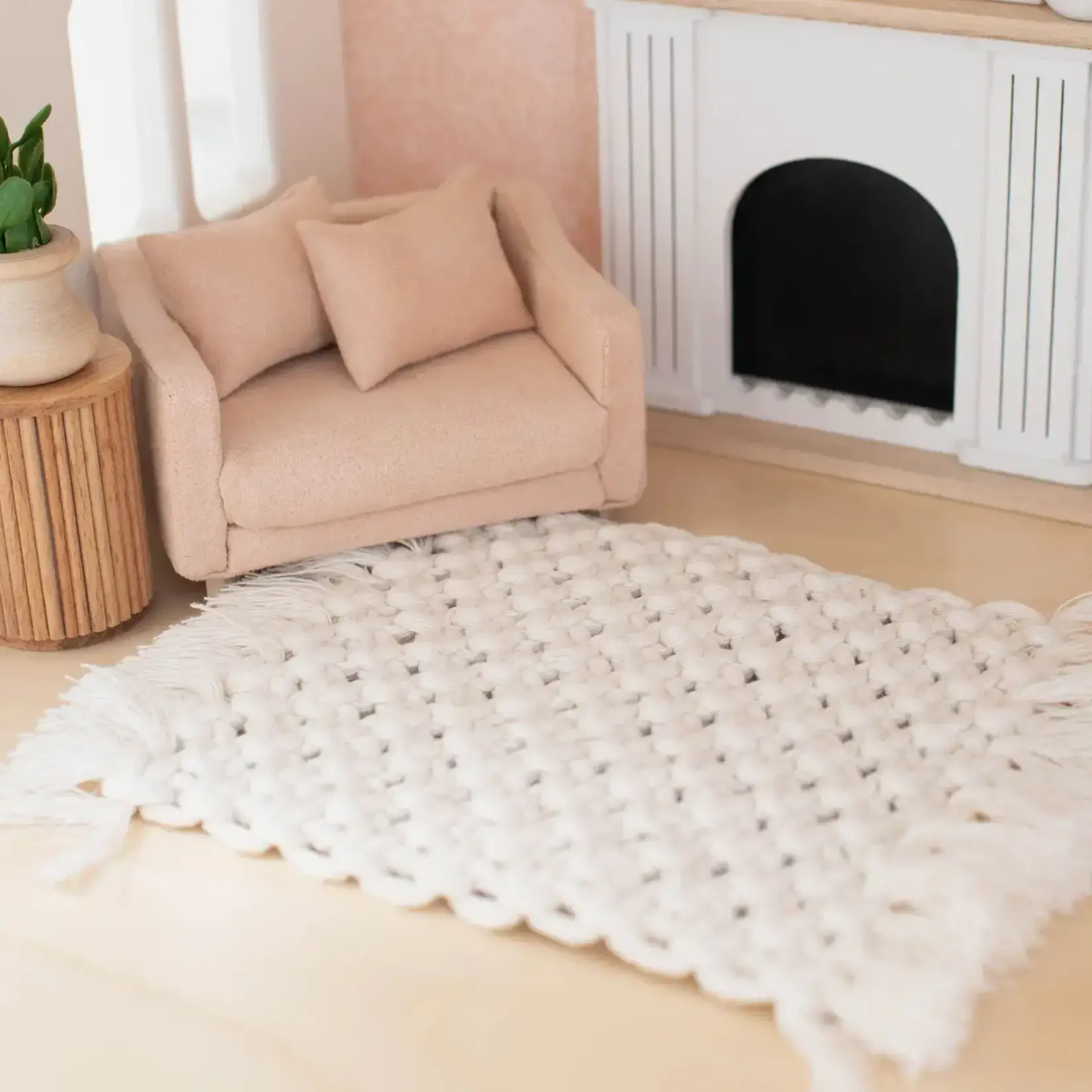 Macy Mae Dollhouse Designs Dollhouse Macrame Rectangle Rug | Ivory