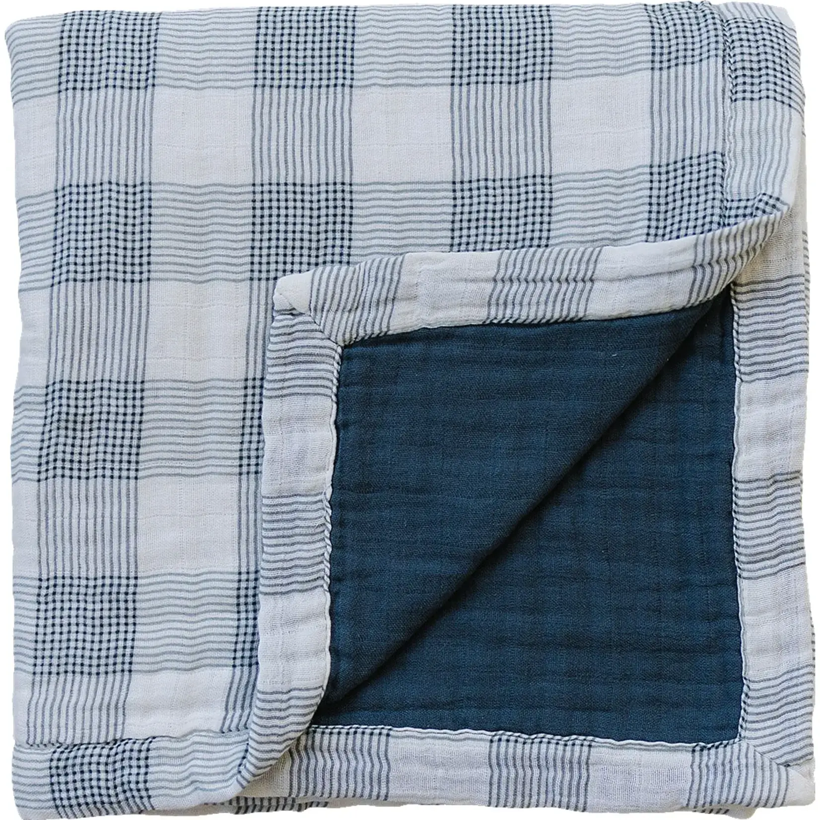 Mebie Baby Muslin Quilt - Coastal Plaid + Navy