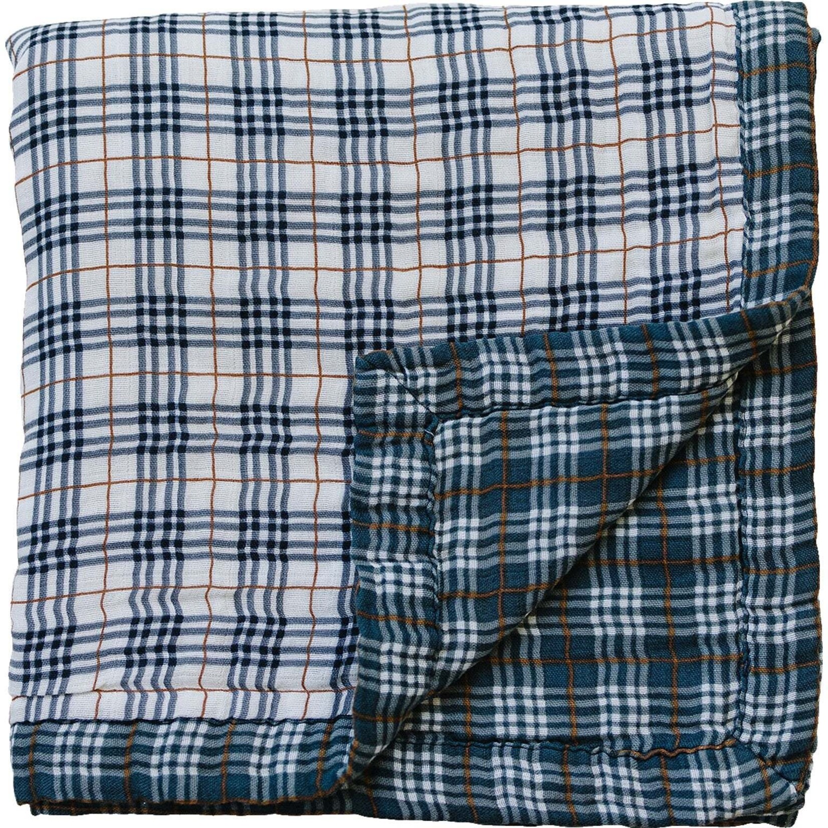 Mebie Baby Muslin Quilt - Vintage Plaid + Navy Plaid