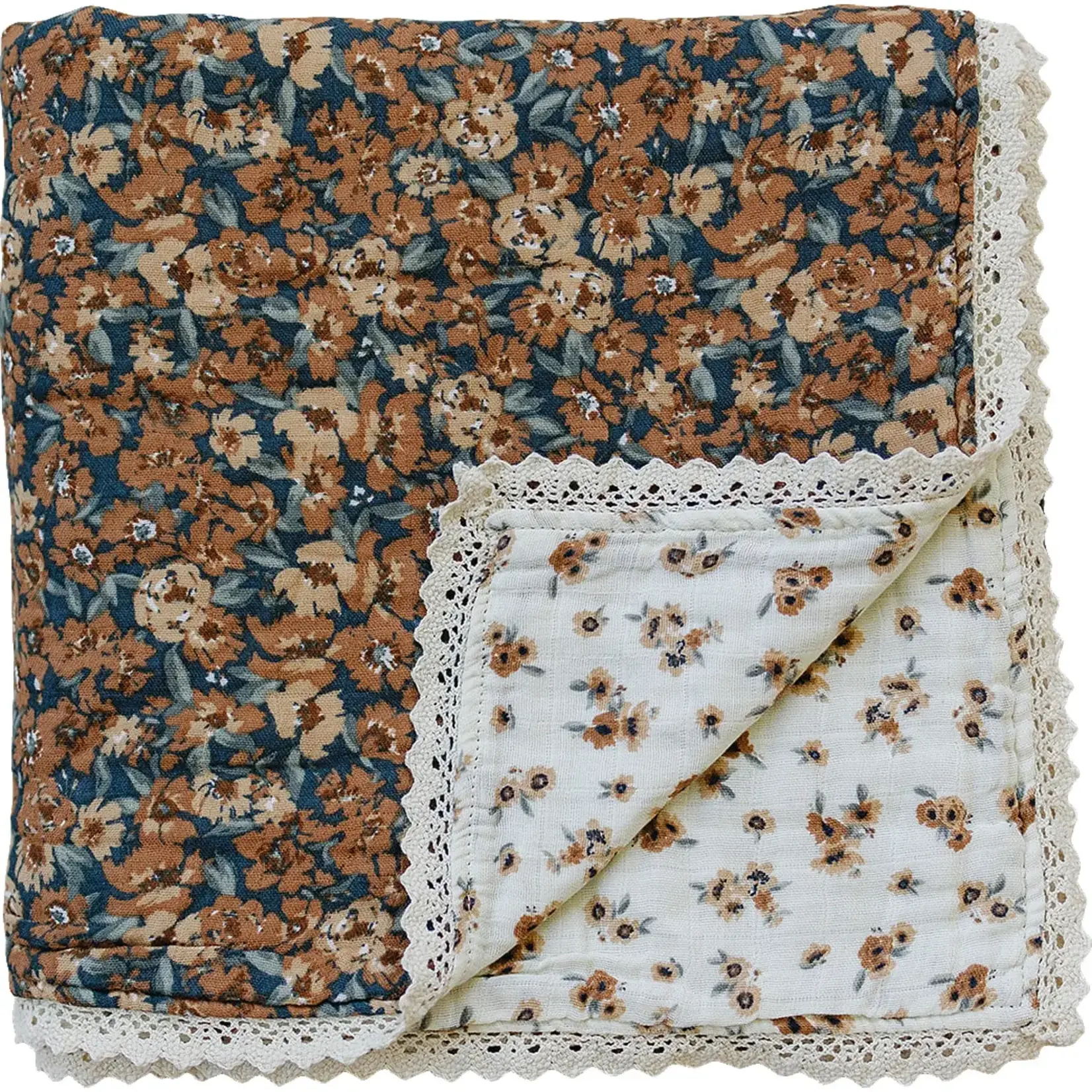 Mebie Baby Muslin Quilt - Venetian Floral + Autumn Bloom Lace