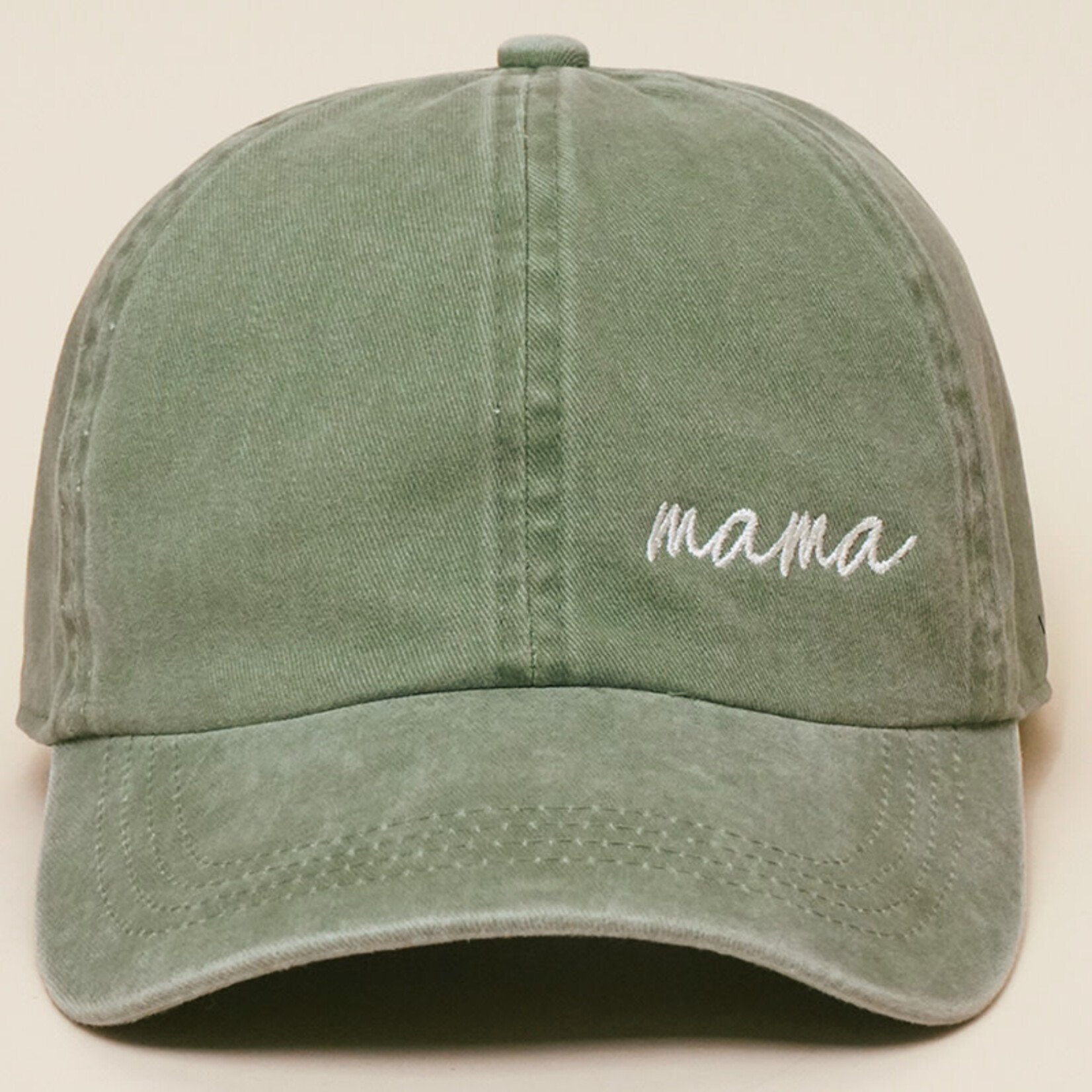 Fashion City Embroidery Baseball Cap | Mama Side Text Sage