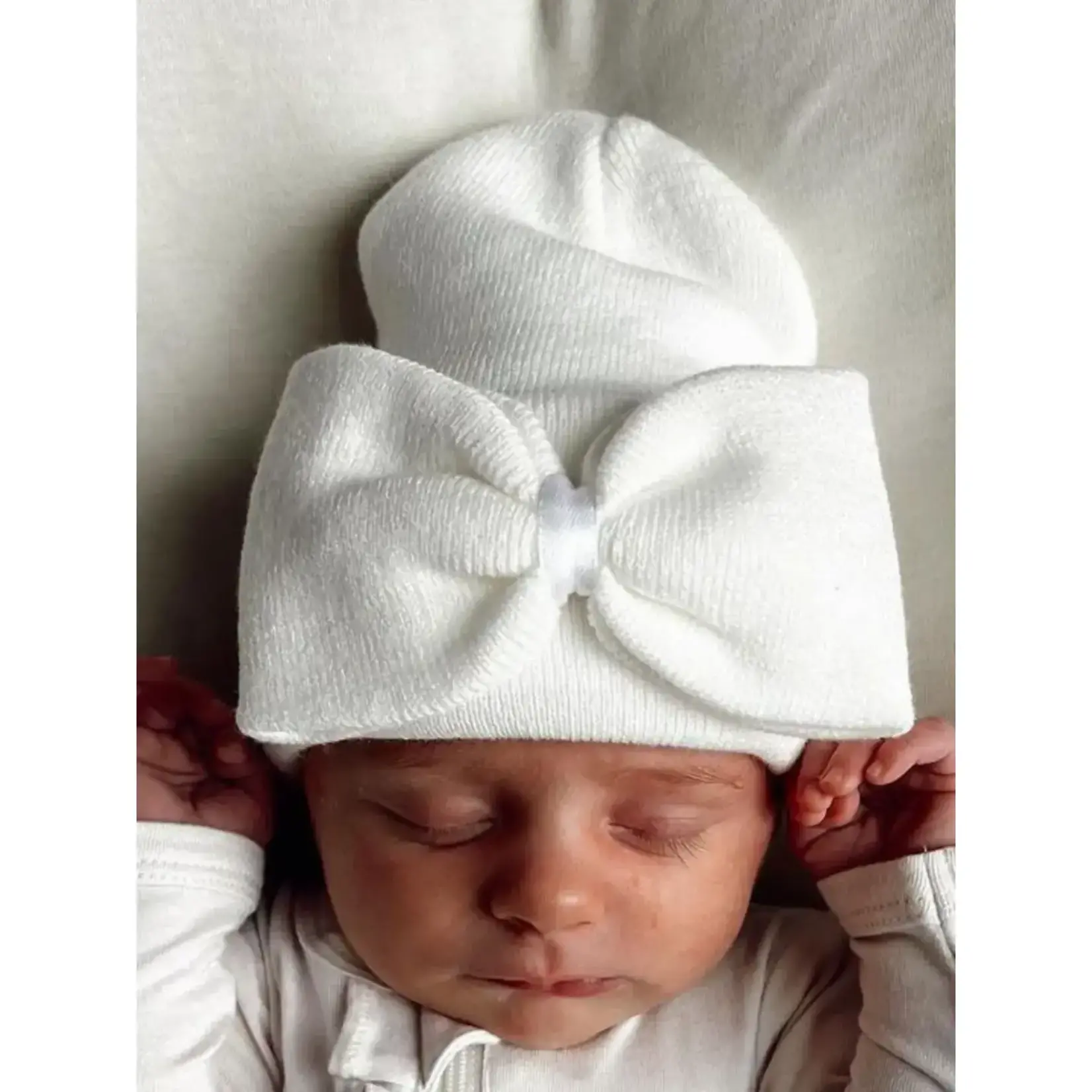 Baby's First Hat BFH | Warm White Bow