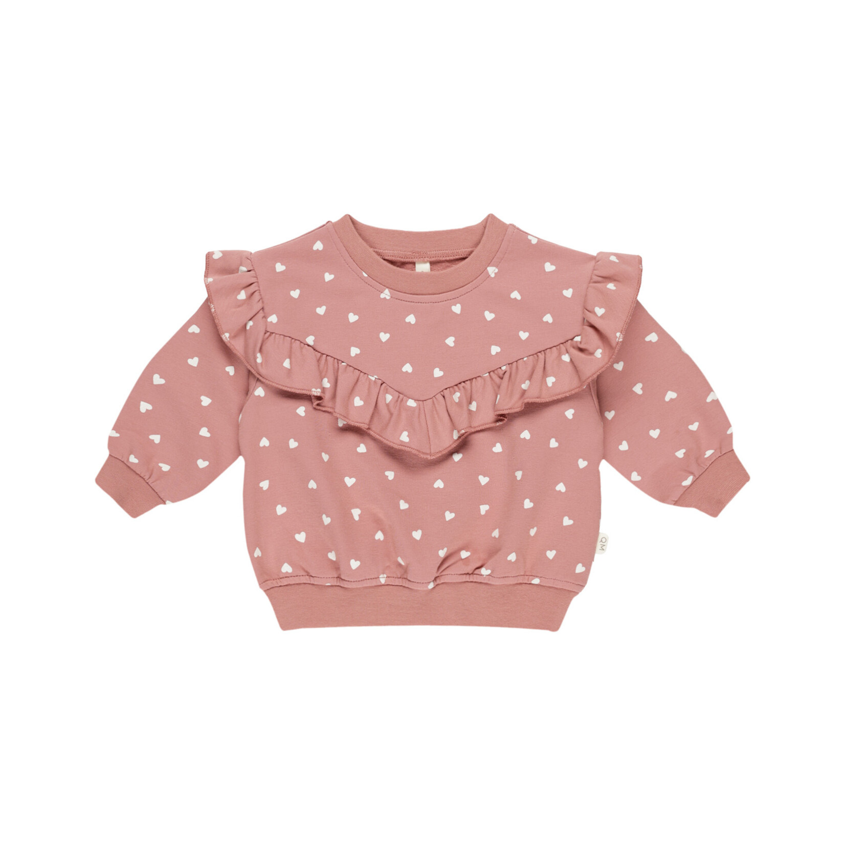 Quincy Mae Ruffle Sweatshirt Baby | Lipstick Hearts