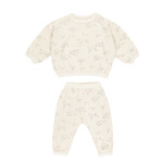 Quincy Mae Waffle Slouch Set | Blue Ditsy