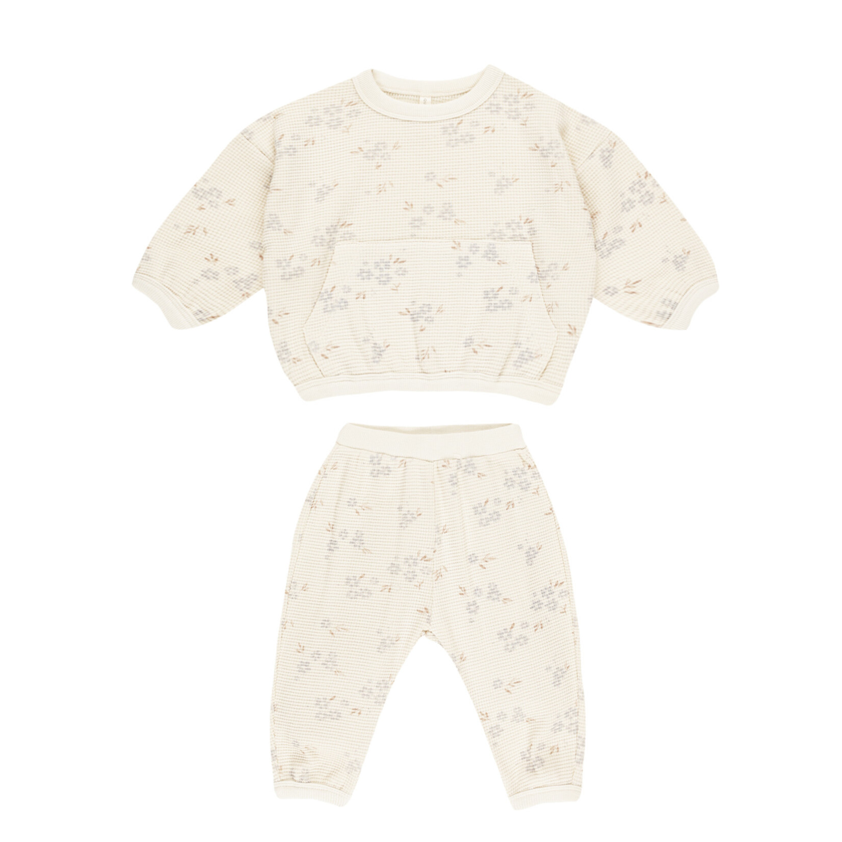 Quincy Mae Waffle Slouch Set | Blue Ditsy
