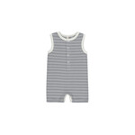 Quincy Mae Ribbed Henley Romper | Blue Pinstripe