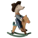 Maileg Cowboy mouse on rocking horse, Little brother