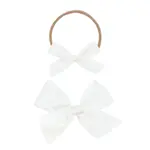 Lou Lou and Company Satin Bow Headband - White Large