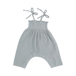 Angel Dear Tie Strap Smocked Romper | Slate Gray