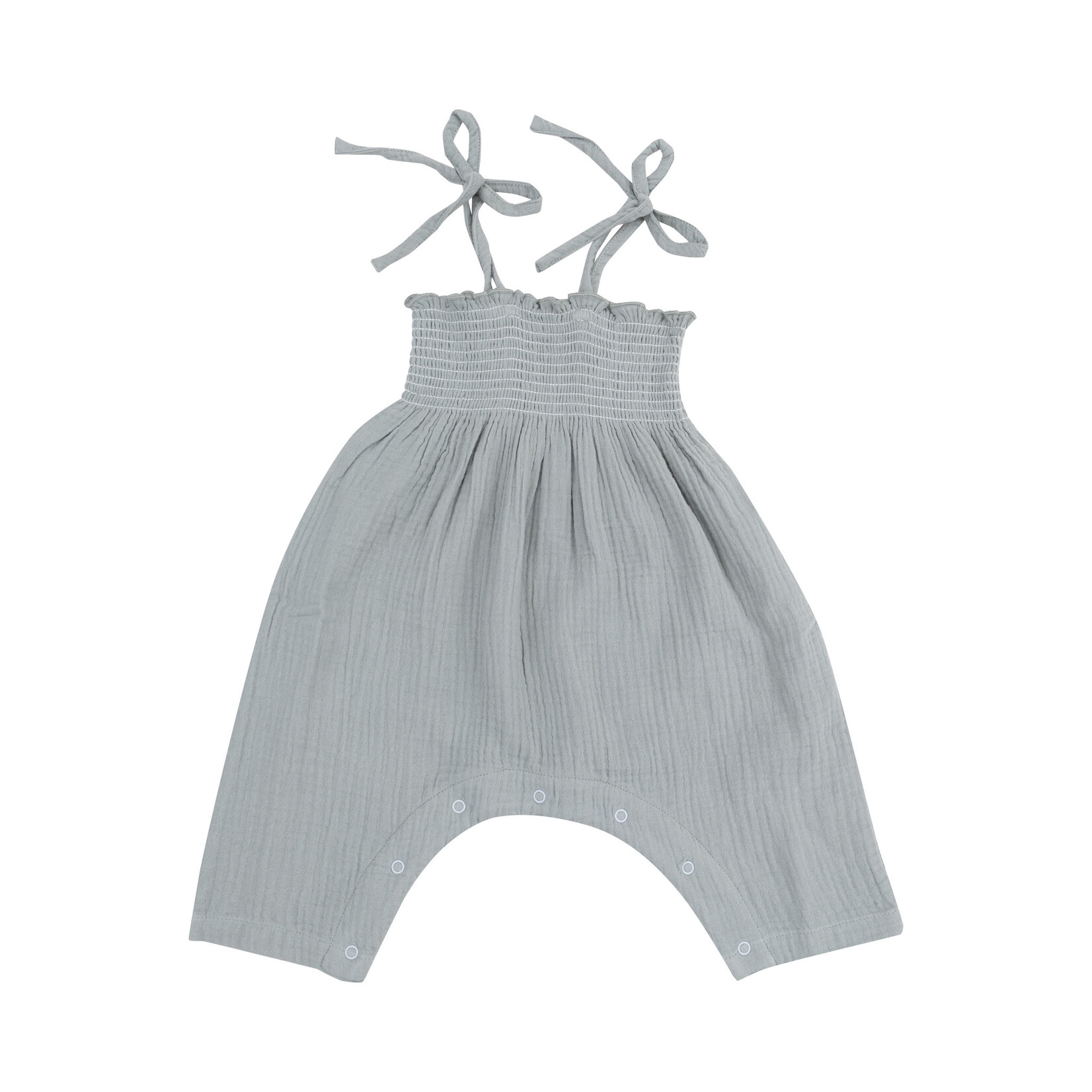 Angel Dear Tie Strap Smocked Romper | Slate Gray