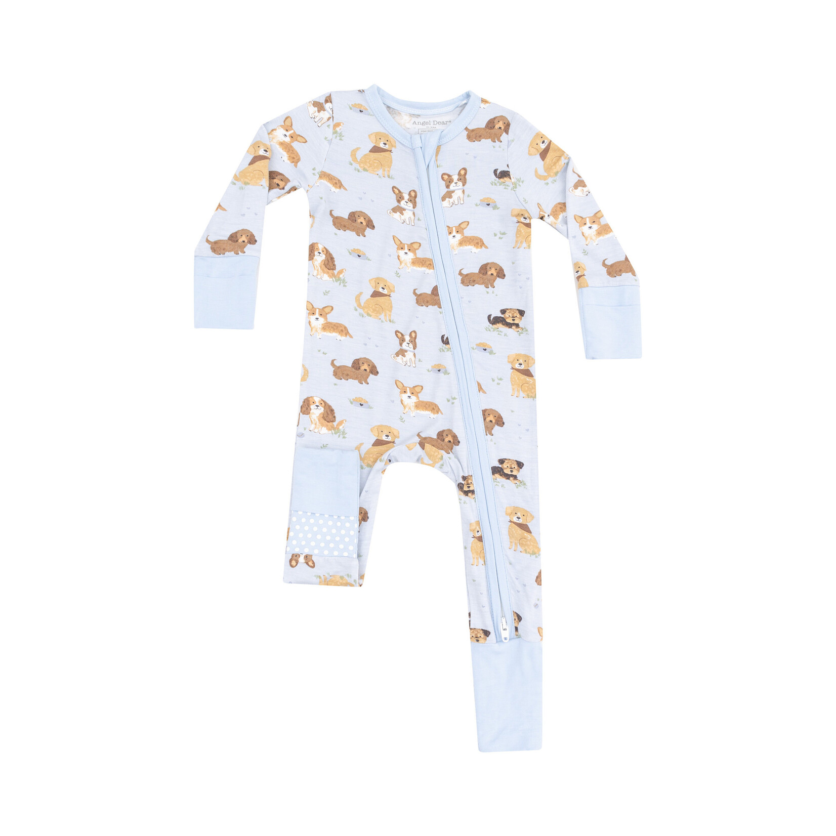 Angel Dear Zipper Romper | Dogs Blue