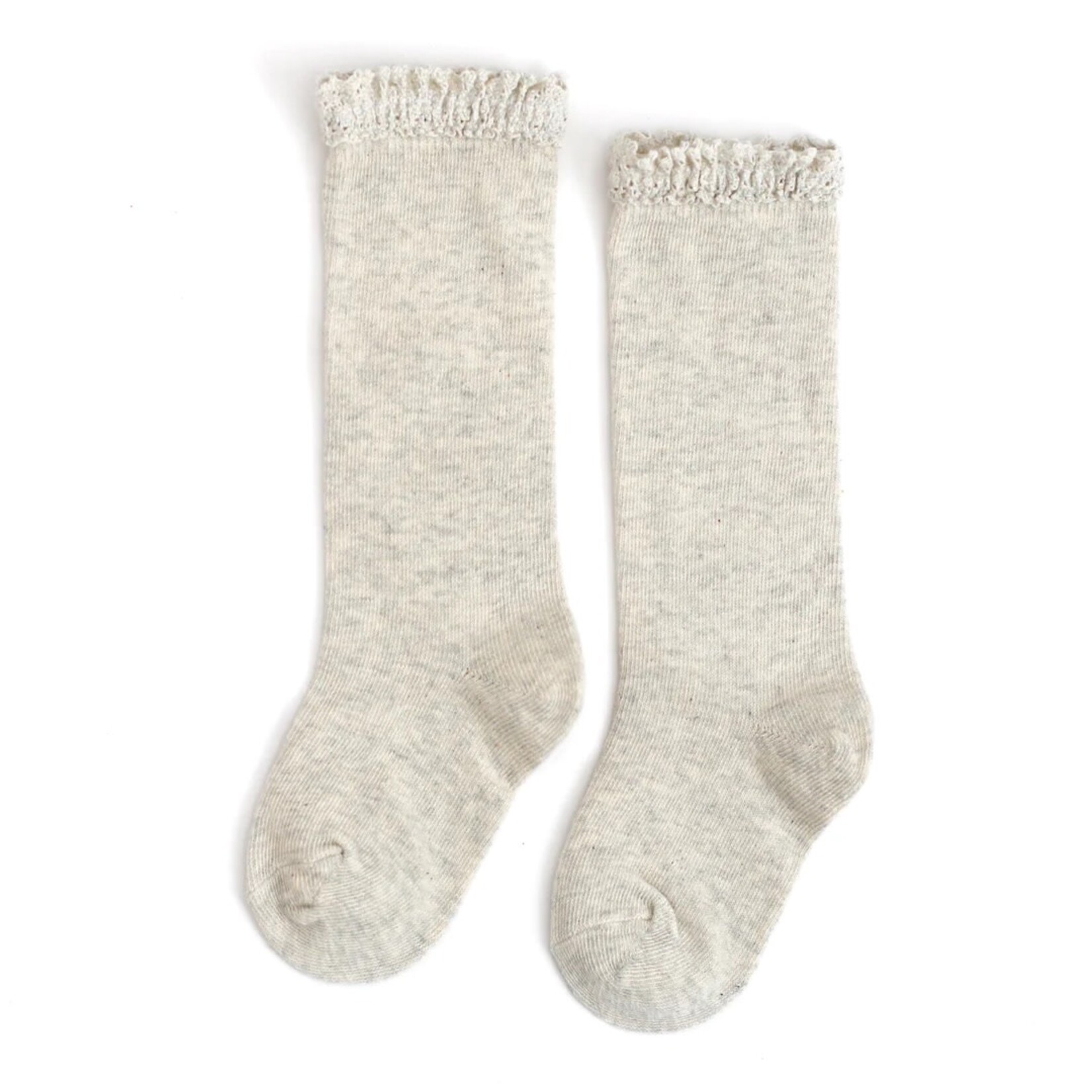 Little Stocking Co. Heathered Ivory Lace Socks