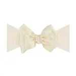 Baby Bling Bows Satin Small Classic Bow On Soft Nylon Headband - Oatmeal
