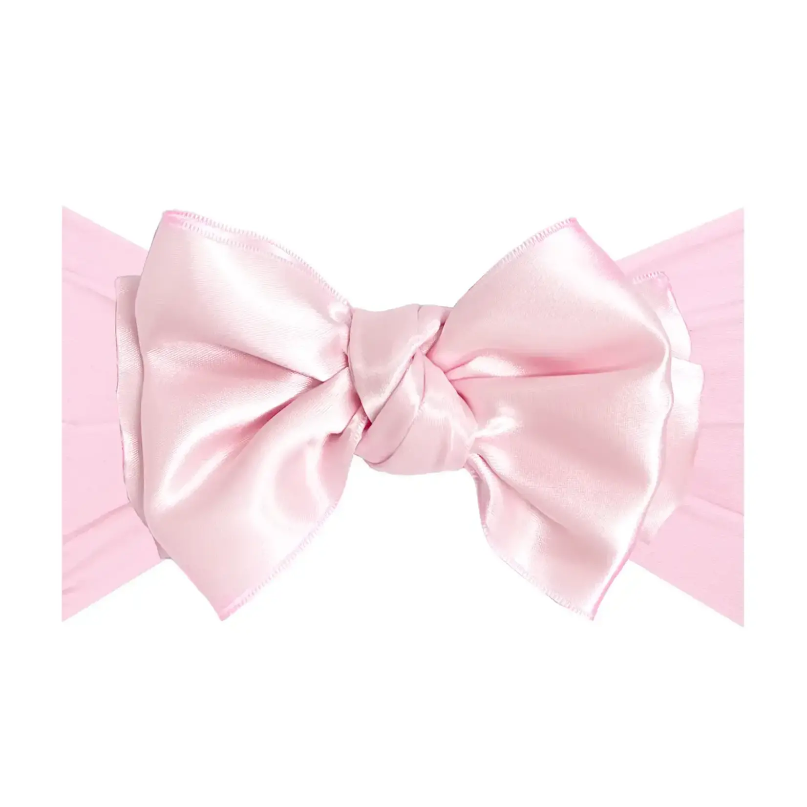 Baby Bling Bows Soft Nylon Headband with Satin Bow - Pink