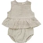 Mebie Baby Peplum Set | Oatmeal Gingham