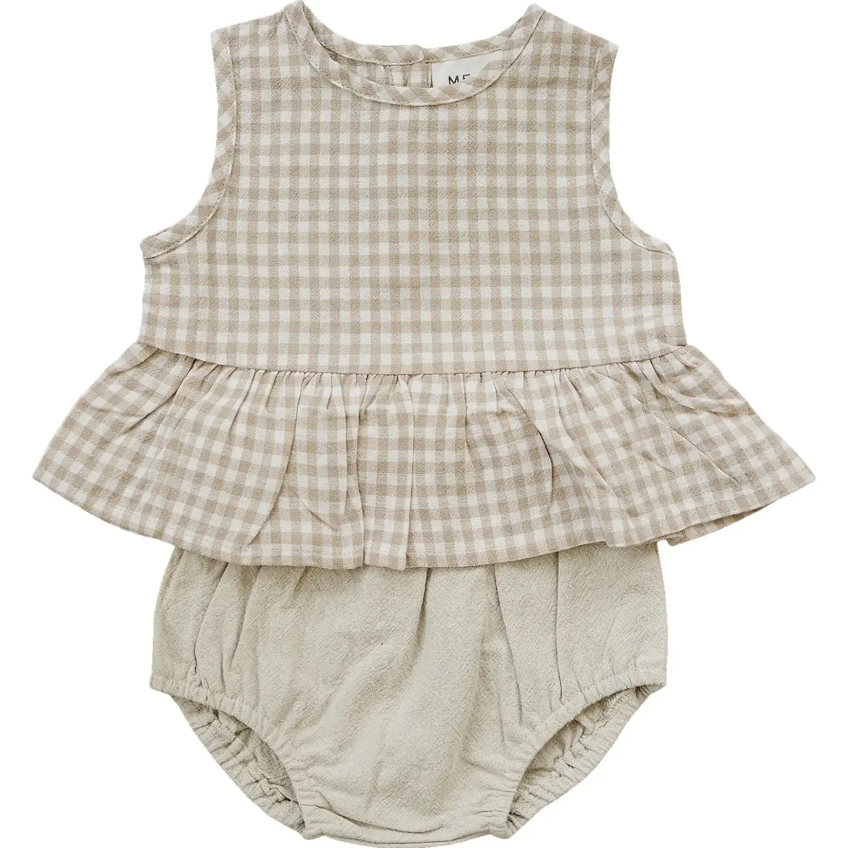 Mebie Baby Peplum Set | Oatmeal Gingham