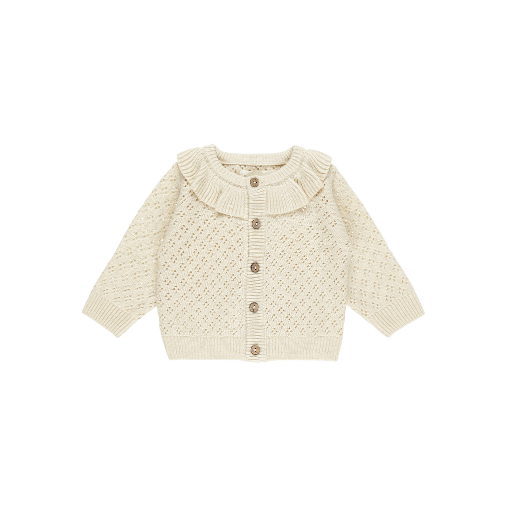 Quincy Mae Ruﬄe Collar Cardigan Toddler | Natural