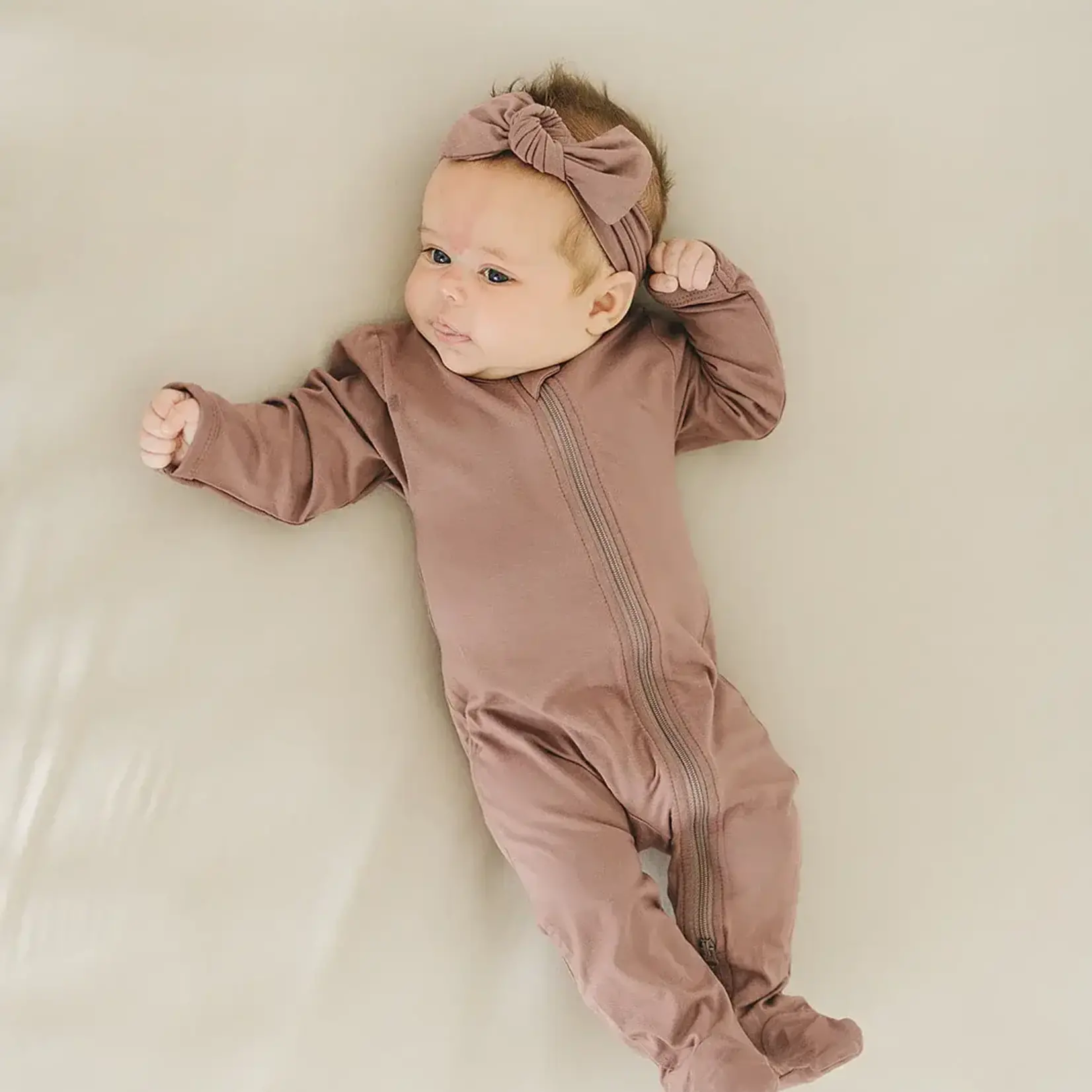 Mebie Baby Bamboo Zipper Footie - Plum