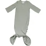 Mebie Baby Knot Gown - Sage Organic Cotton Ribbed Gown
