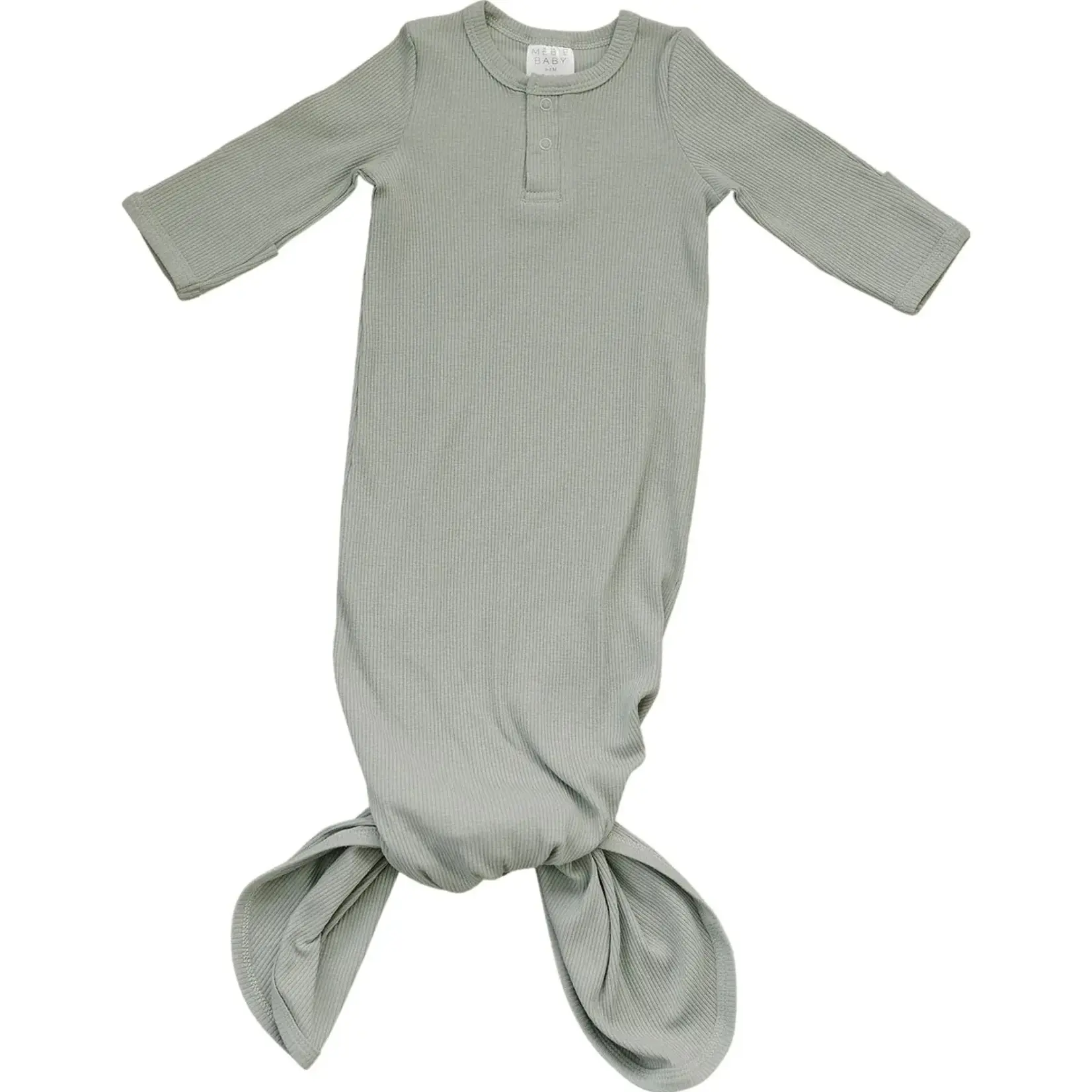 Mebie Baby Knot Gown - Sage Organic Cotton Ribbed Gown x