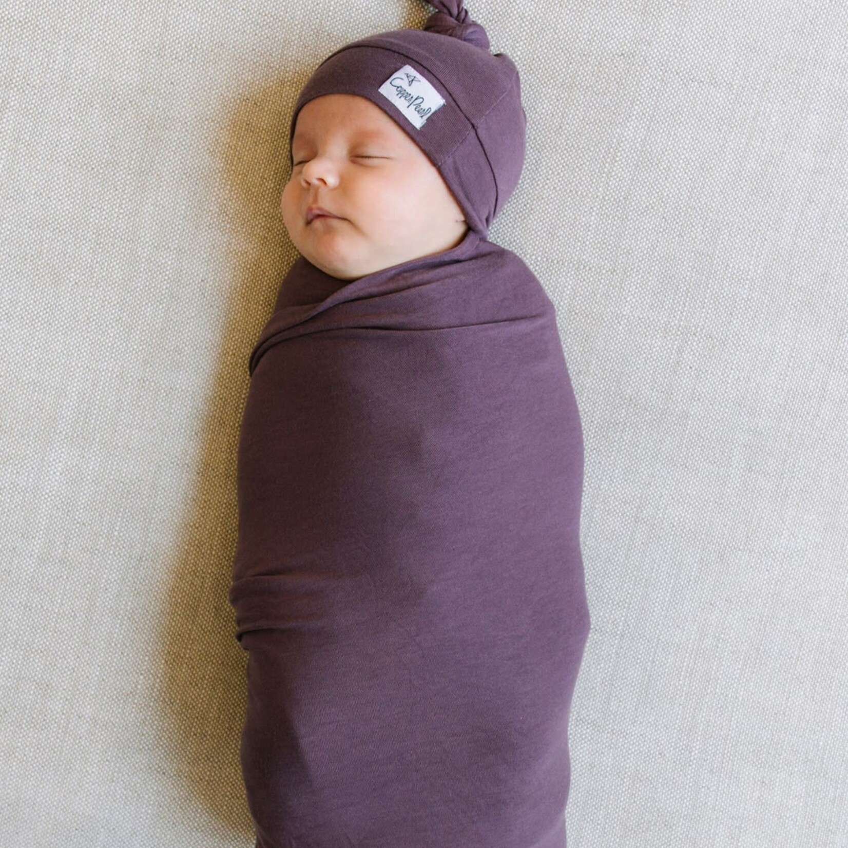 Copper Pearl Top Knot Hat 0-4M - Plum