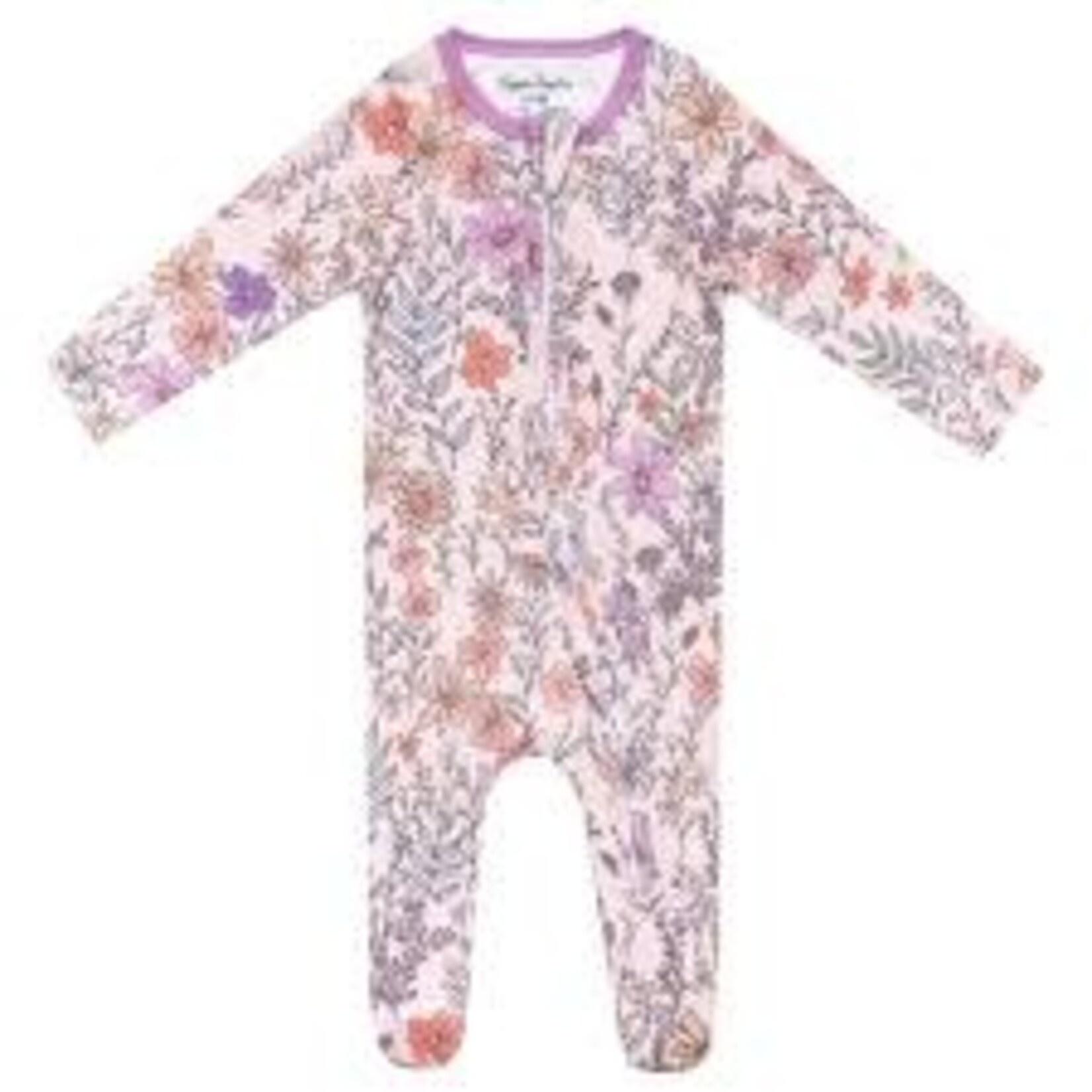 Copper Pearl Zipper Footie - Flora