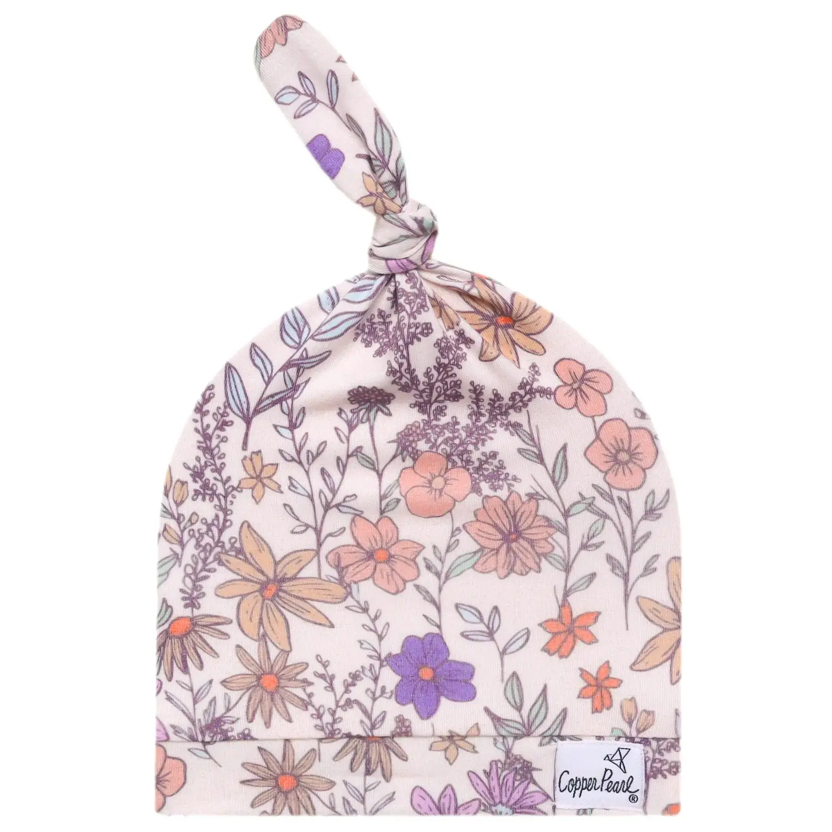 Copper Pearl Top Knot Hat 0-4M - Flora