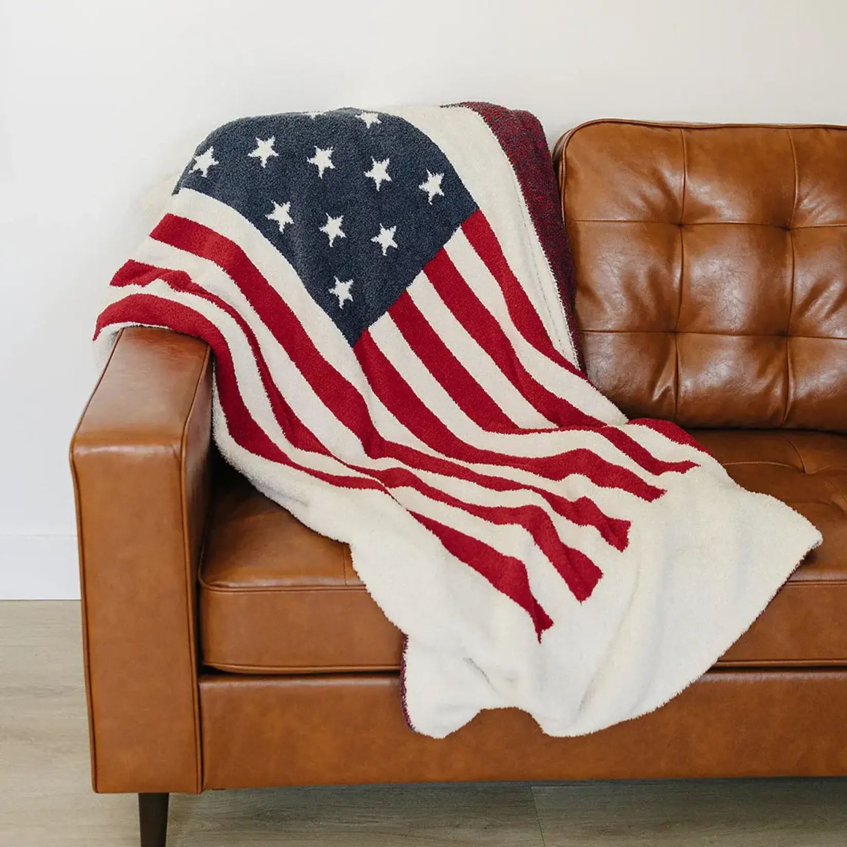 Mebie Baby Plush Blanket - American Flag Large 45x60