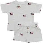 Mebie Baby Baby Button Short Set | Flag
