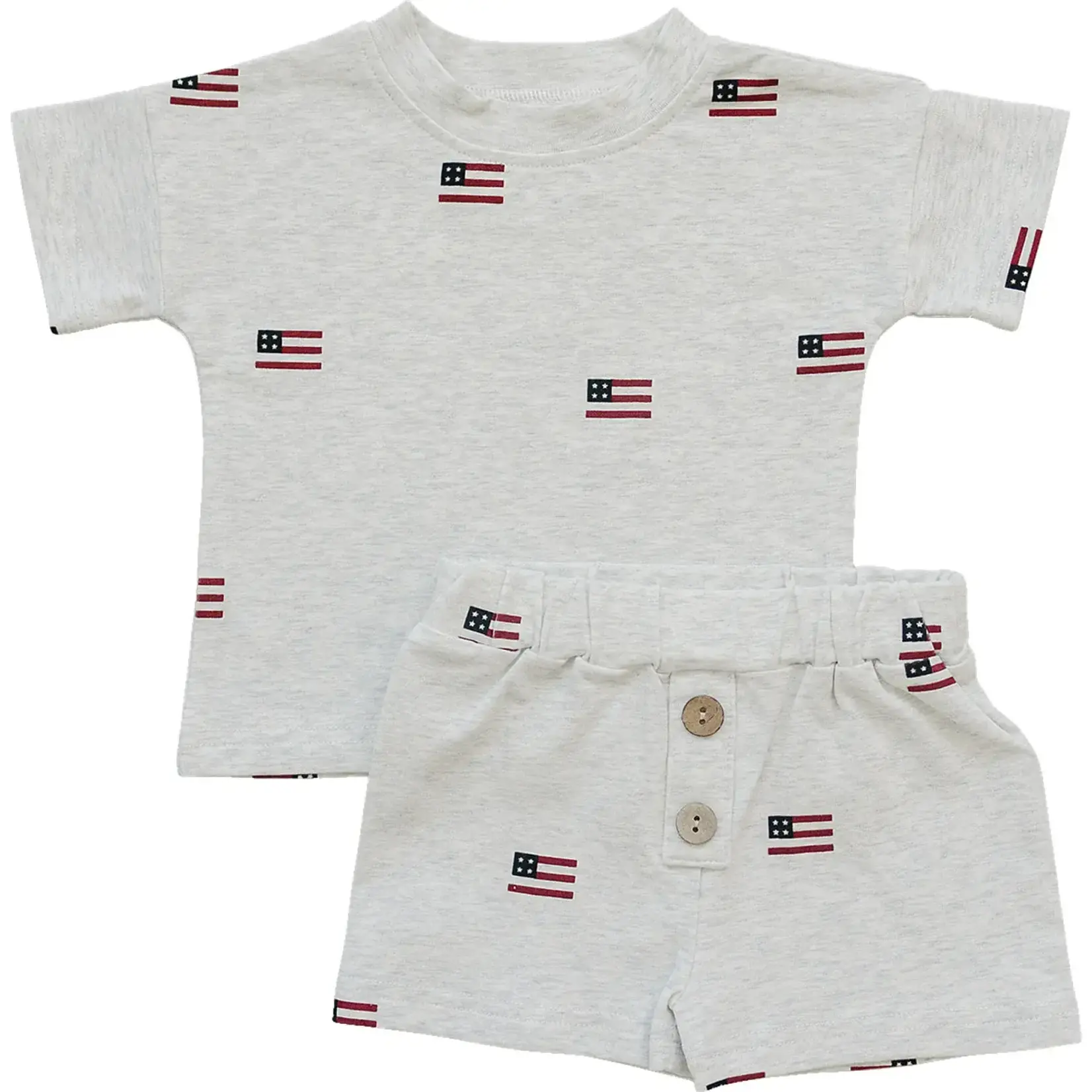Mebie Baby Baby Button Short Set | Flag