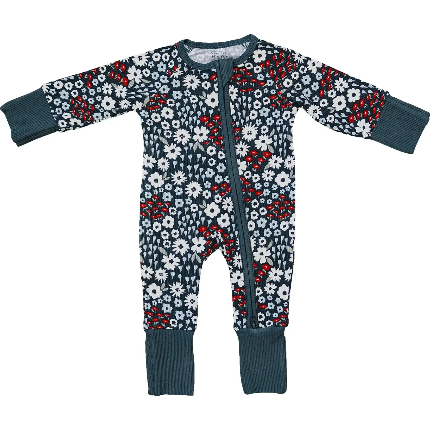 Mebie Baby Ribbed Bamboo Zipper - Americana Floral