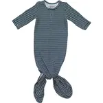 Mebie Baby Knot Gown - Navy Stripes Bamboo