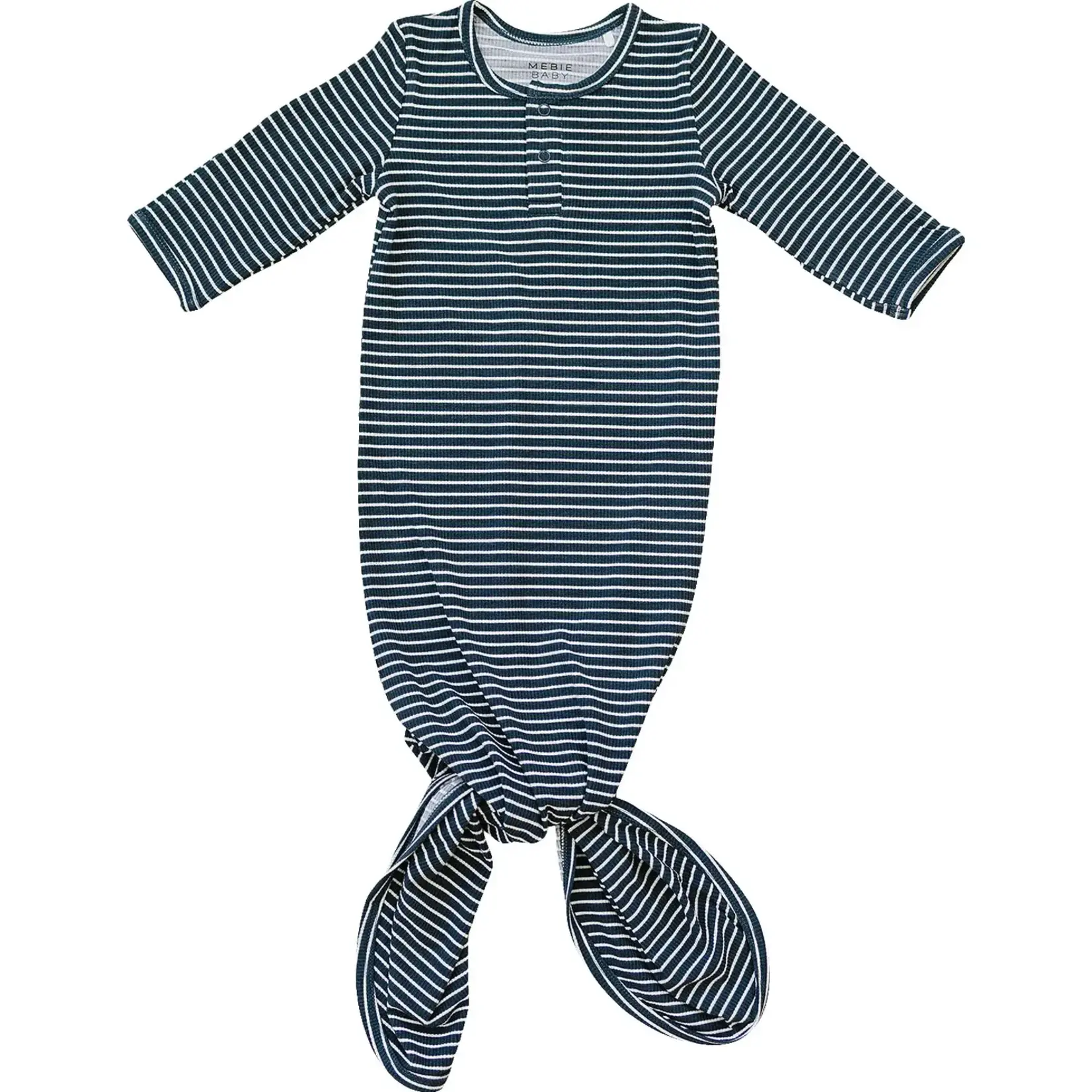 Mebie Baby Knot Gown - Navy Stripes Bamboo