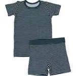 Mebie Baby Cozy Short Set - Navy Stripes Ribbed Bamboo
