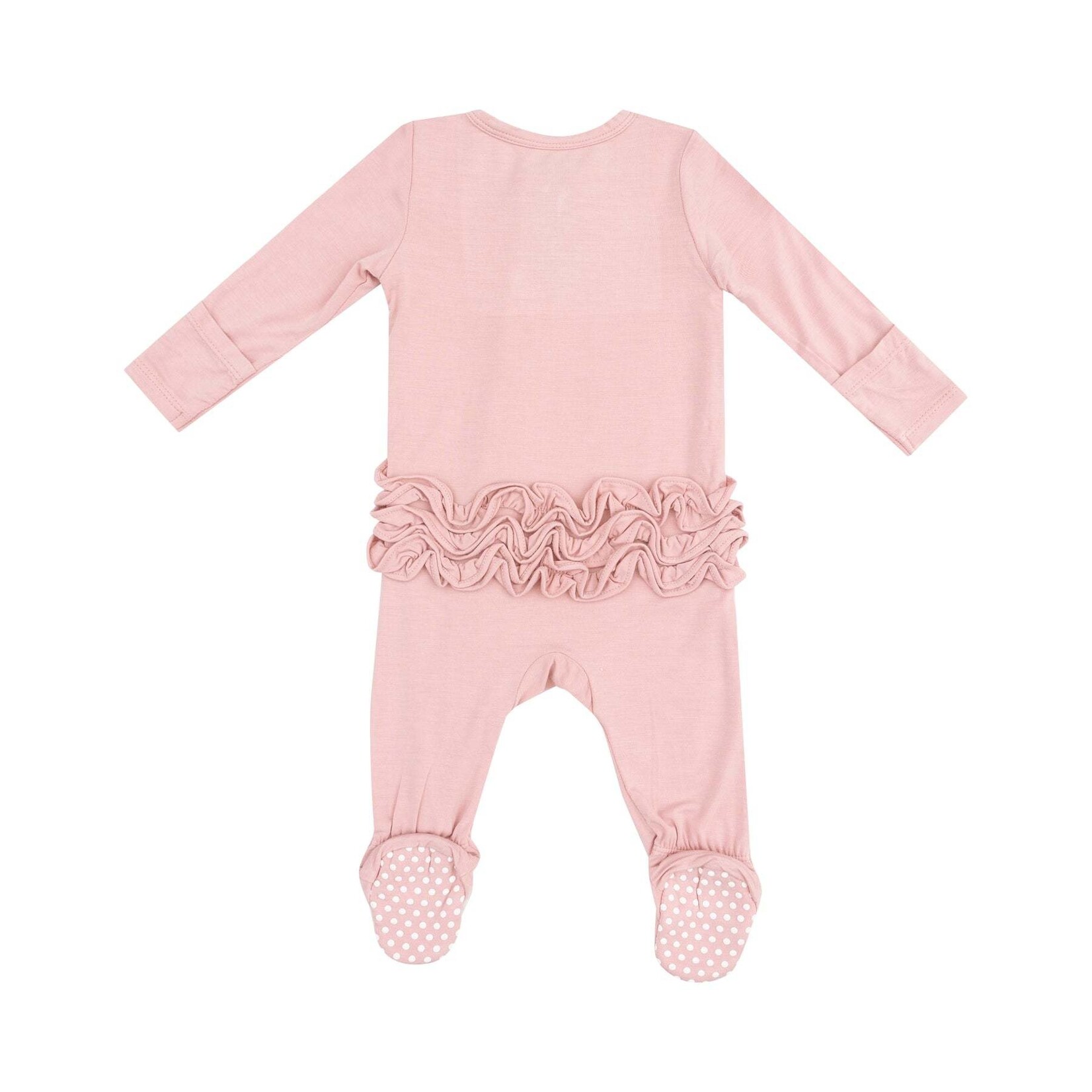 Angel Dear Zipper Ruffle Footie | Bamboo Bridal Rose
