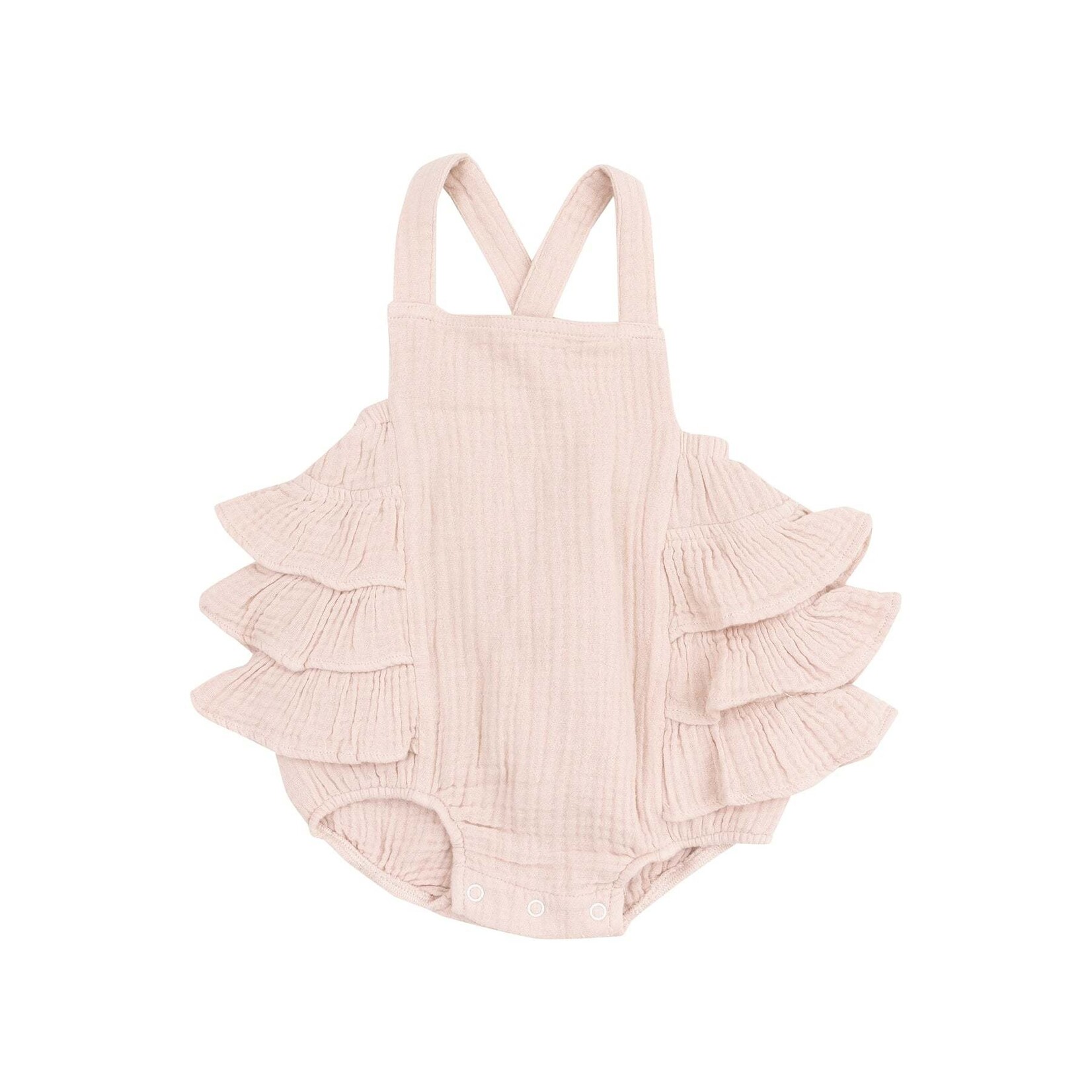 Angel Dear Ruffle Sunsuit | Muslin Rose Smoke