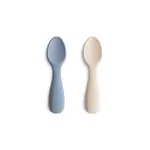 Mushie & Co Silicone Toddler Starter Spoons 2-Pack (Tradewinds/Shifting Sand)