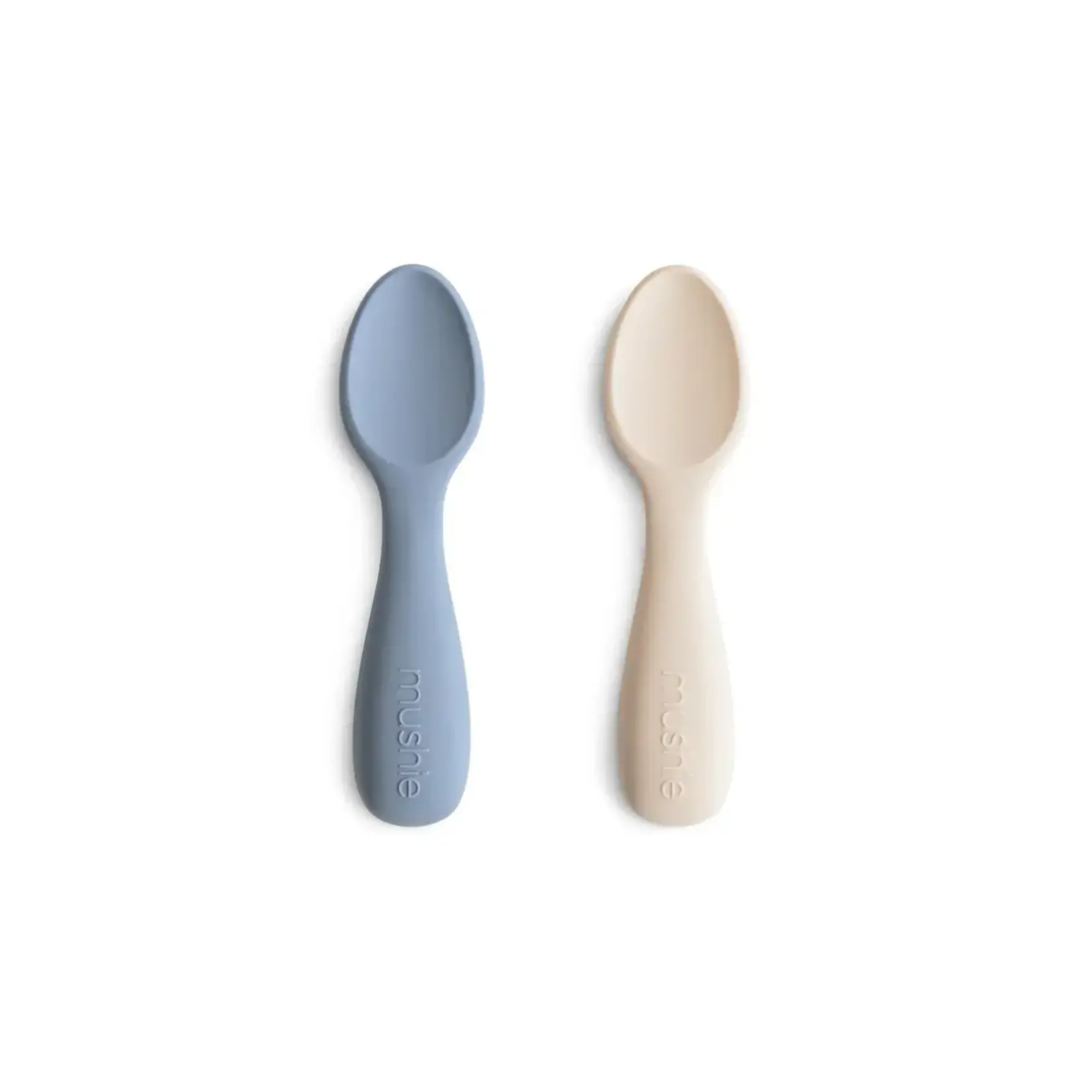 Mushie & Co Silicone Toddler Starter Spoons 2-Pack (Tradewinds/Shifting Sand)