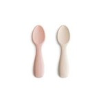 Mushie & Co Silicone Toddler Starter Spoons 2-Pack (Blush/Shifting Sand)