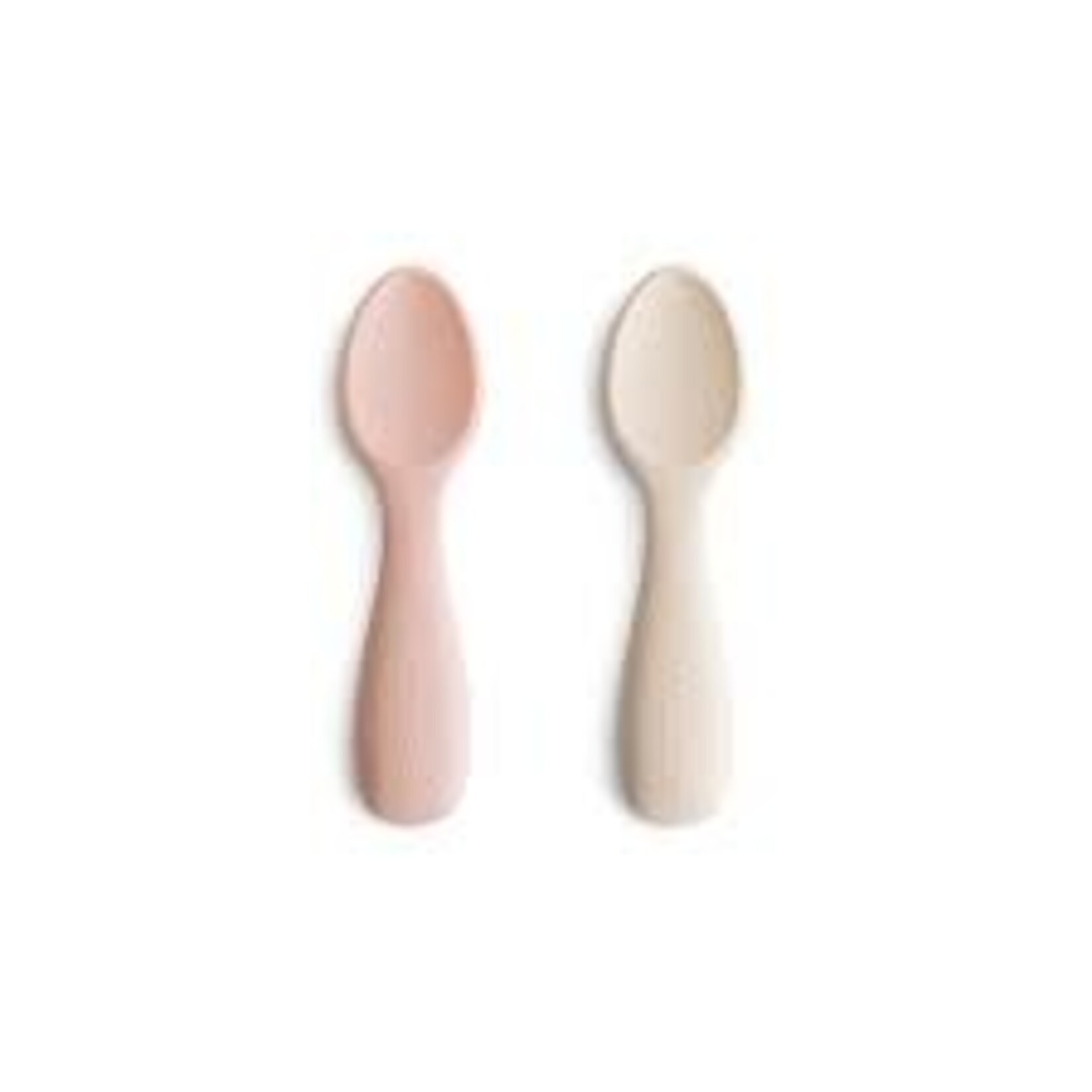 Mushie & Co Silicone Toddler Starter Spoons 2-Pack (Blush/Shifting Sand)