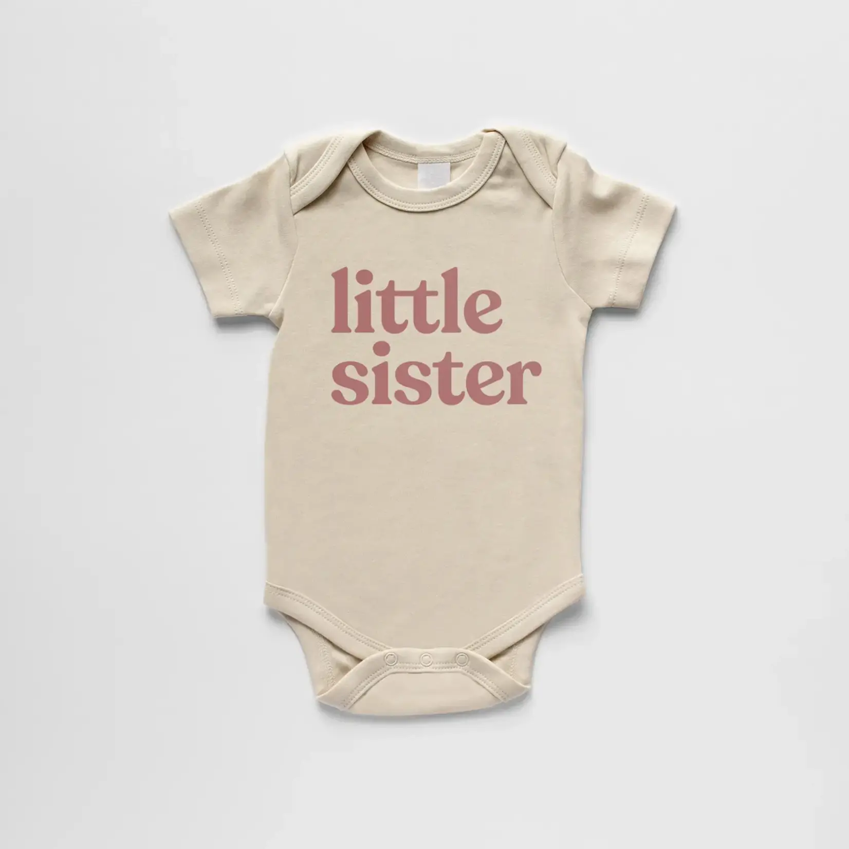 Gladfolk Little Sister Bodysuit SS | Cream w. Mauve Ink