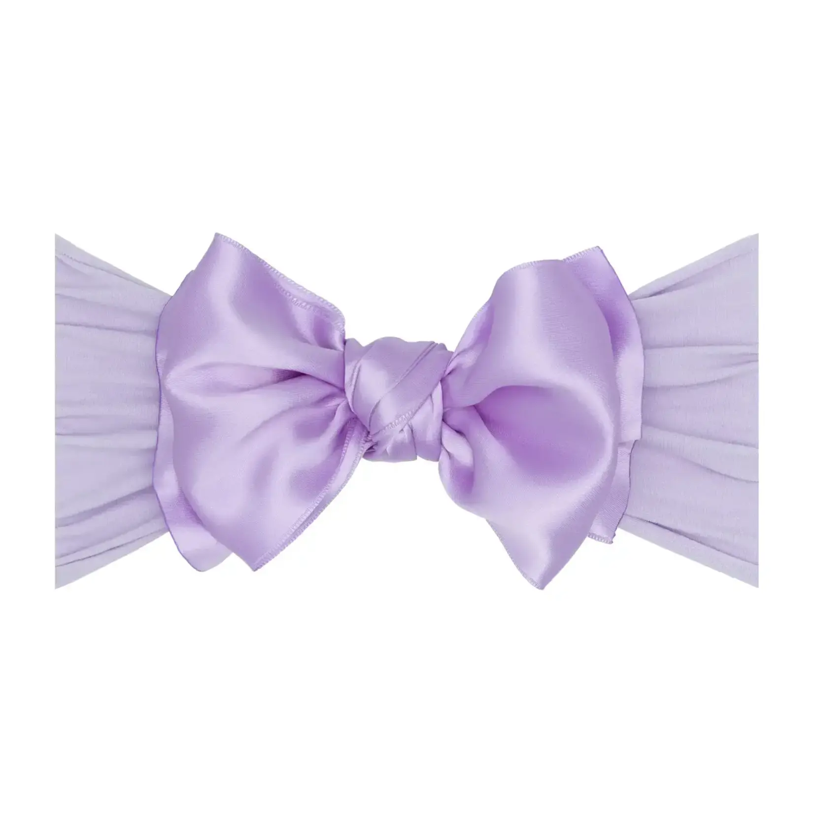 Baby Bling Bows Nylon Headband with Satin Bow - Light Orchid