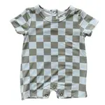 babysprouts clothing company Baby Boy Romper | Checker in Seagrass
