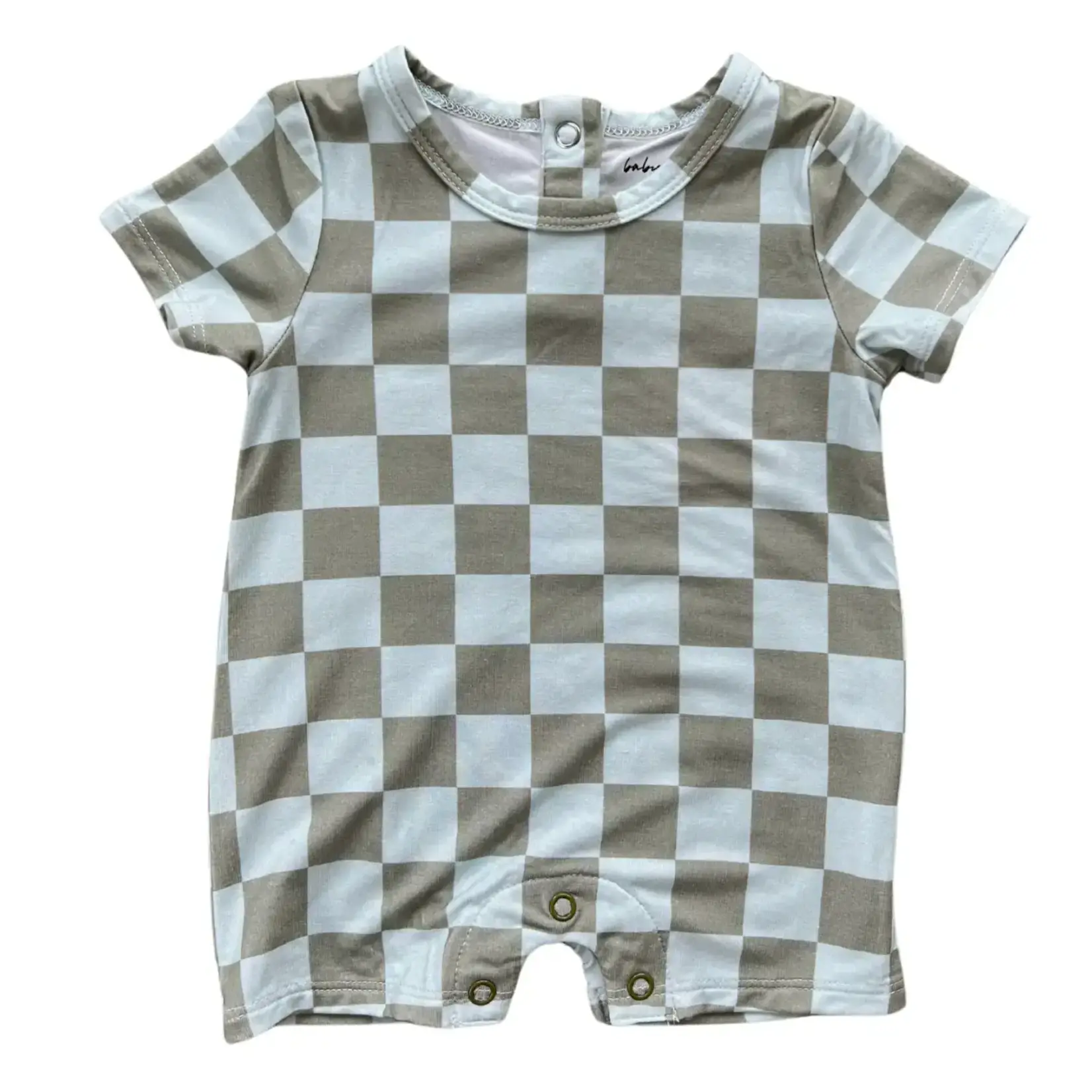 babysprouts clothing company Baby Boy Romper | Checker in Seagrass