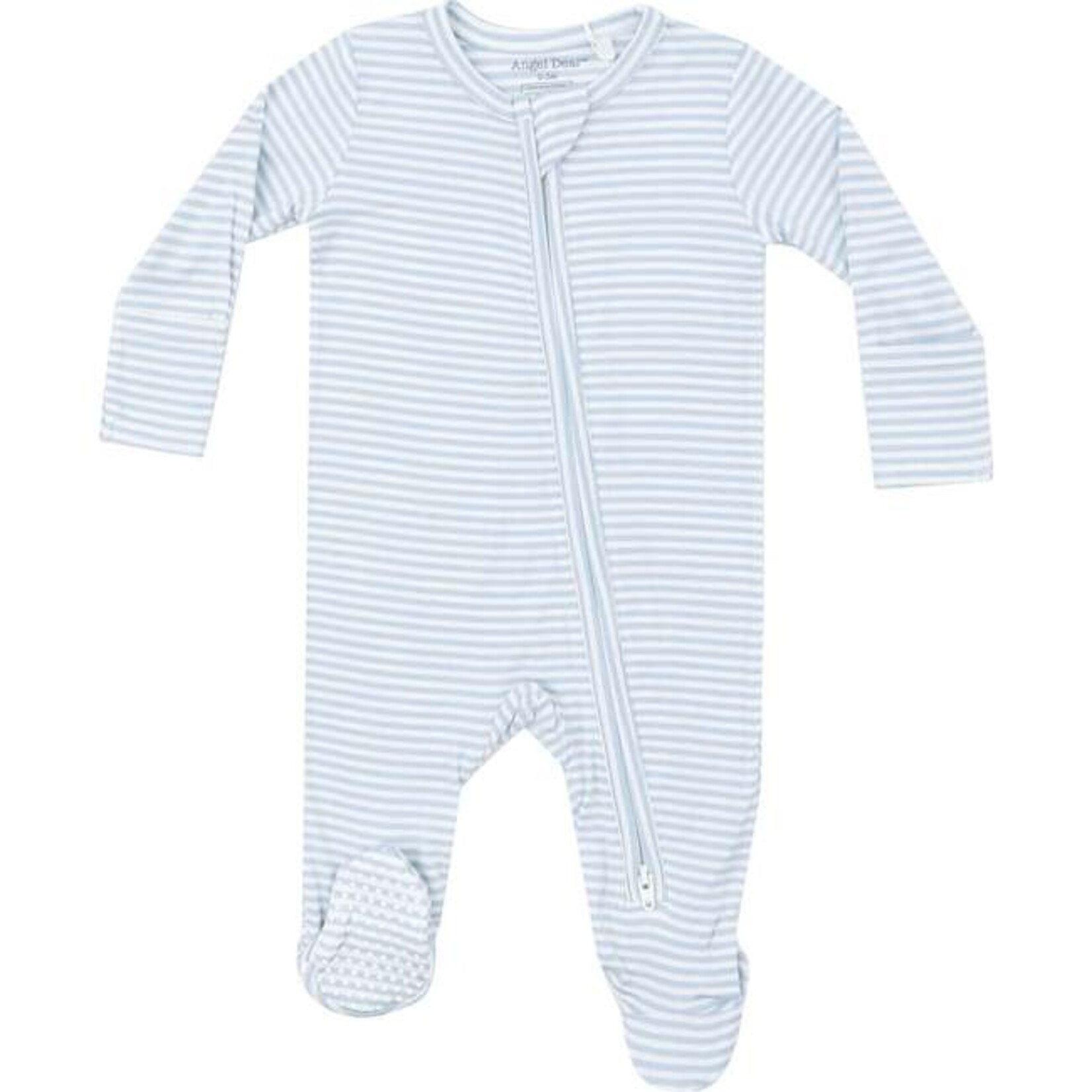 Angel Dear 2 Way Zipper Footie | Light Blue Stripe Newborn